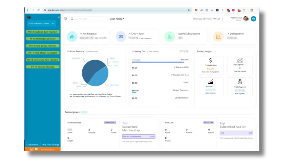 Multilocation gym software