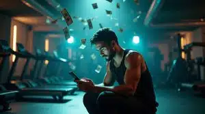 gym owner closing gym sales with his phone